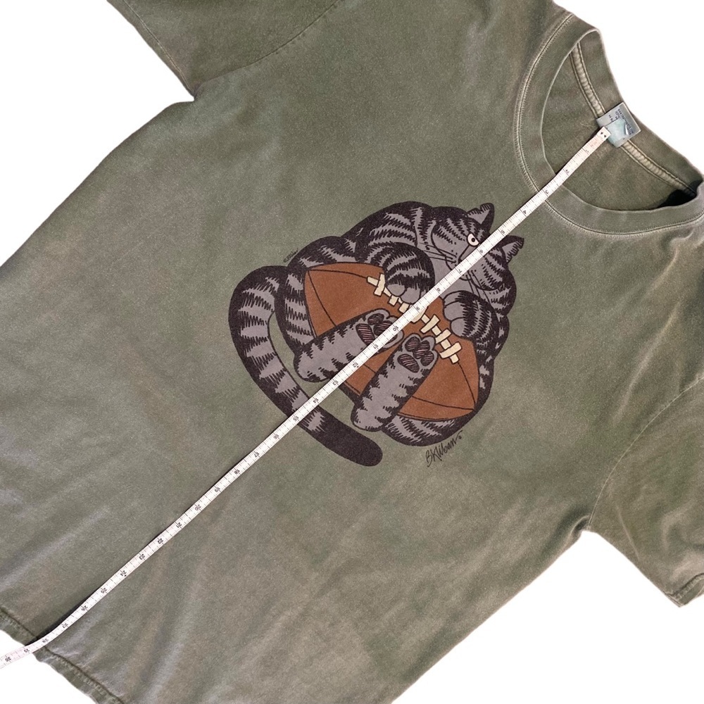 RARE Crazy Shirts Kliban Cat Football Tee Shirt Green Ti Leaf Dyed Leaf Large - Picture 12 of 12